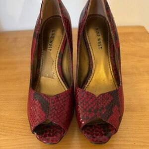 Nine West Red Peep Toe Heels